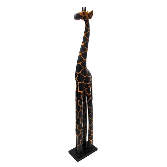 Scratch & Dent 3 Foot Tall Hand-Carved Wooden Giraffe Statue Decor - Picture 2 of 7